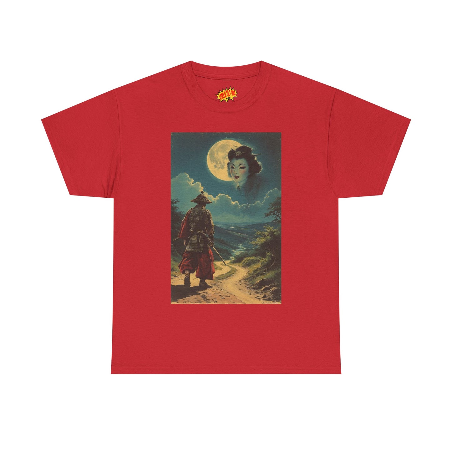 Samurai w/Full Moon Sky Geisha T-Shirt *Multiple Colors*
