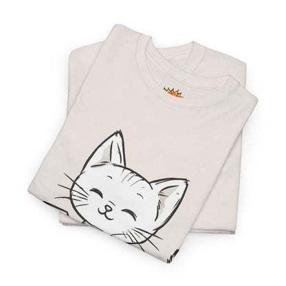 White Cat w/Takeout Yarn Art Tee Shirt