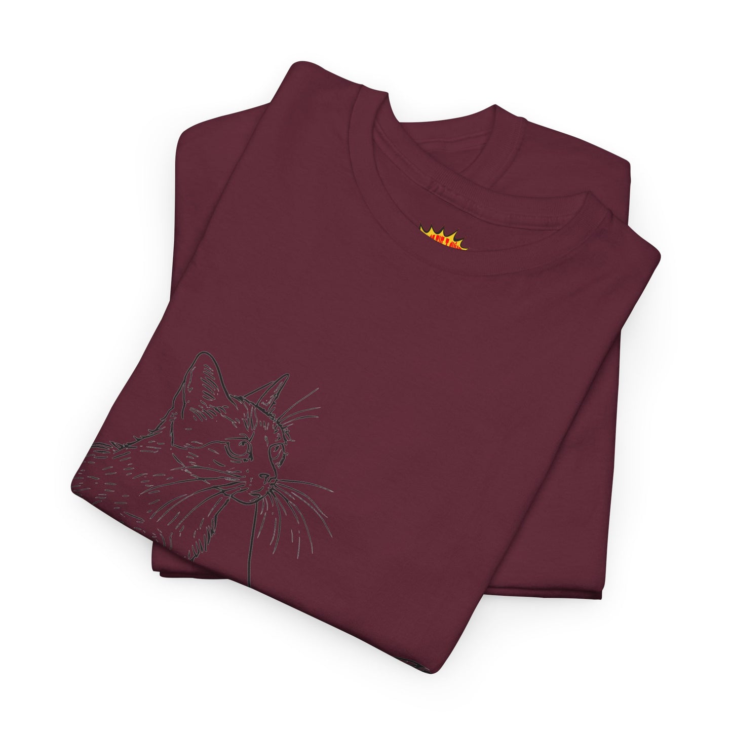 Cat w/Yarn Line Drawing Art Tee Shirt *Multiple Colors*