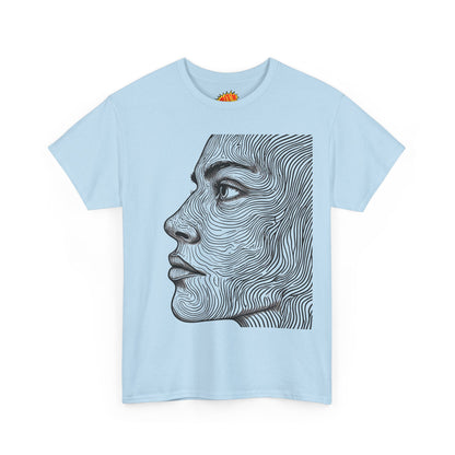 Human Face Profile Line Drawing Graphic Art Tee Shirt