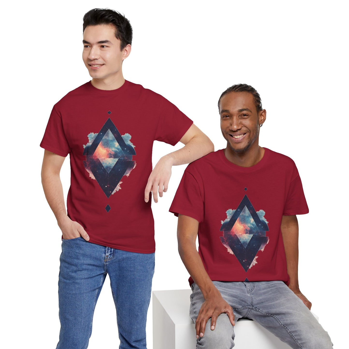 Split Diamond Shape Nebula Graphic Space Art Tee Shirt *Multiple Colors*