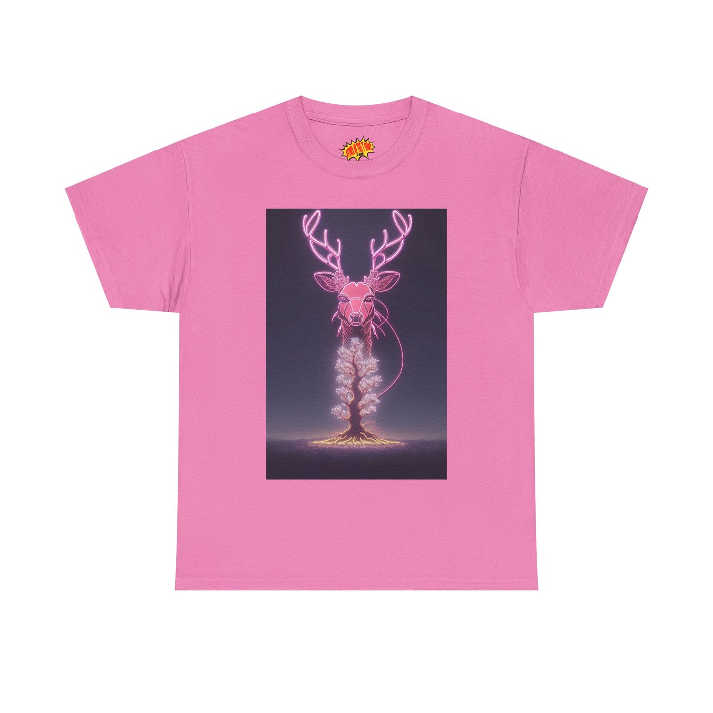 Electric Neon Deer Tree Cotton Tee Shirt *Multiple Colors*