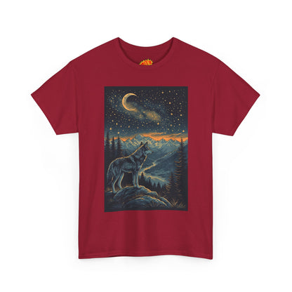 Mountain Wolf Sliver Moon Scene T-Shirt