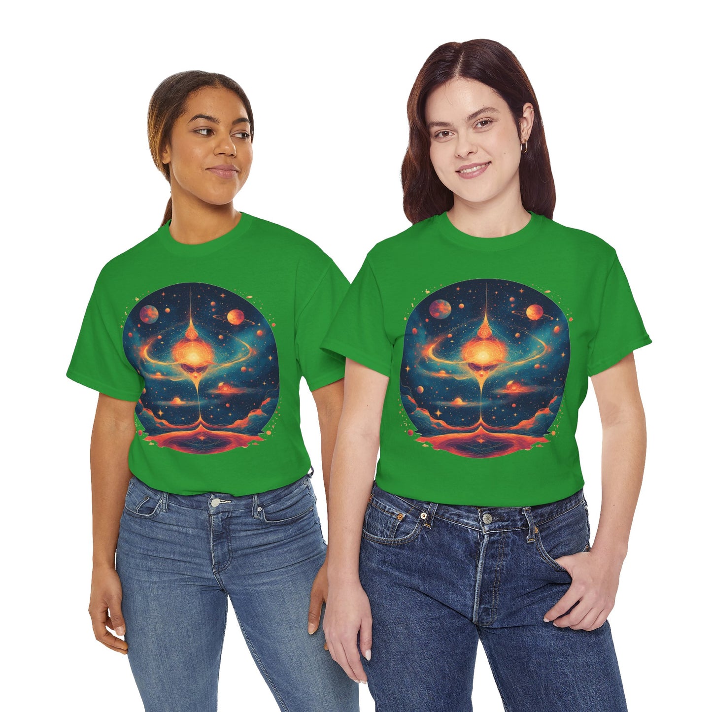 Round Galaxy w/Planets Graphic Tee Shirt *Multiple Colors*