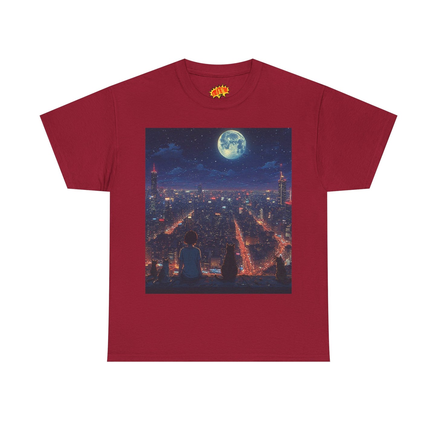 Anime City Neon Night Scene w/Cats T-Shirt *Multiple Colors*