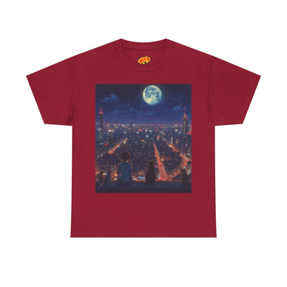 Anime City Neon Night Scene w/Cats T-Shirt