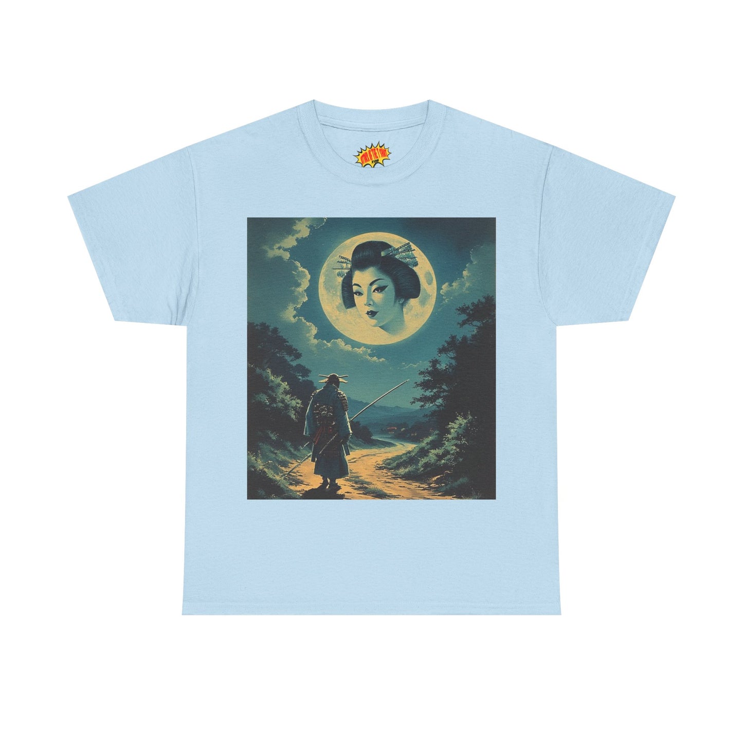 Travelling Samurai w/Full Moon Geisha Woman T-Shirt *Multiple Colors*