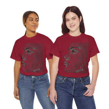 Human Face Profile Line Drawing Graphic Art Tee Shirt