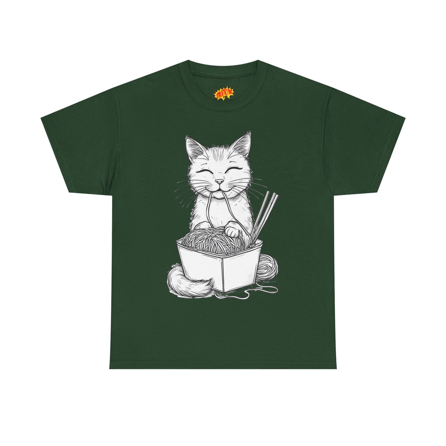 Cat w/Noodles Drawing Art Tee Shirt *Multiple Colors*