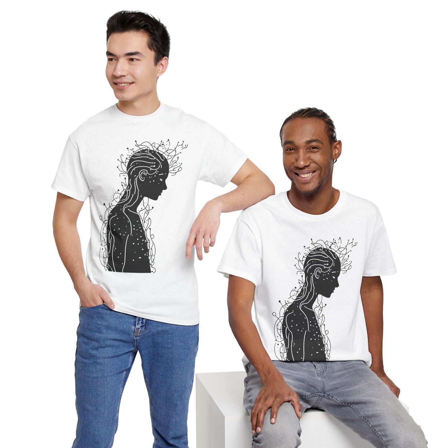 Human Silhouette Line Drawing Graphic Art Tee Shirt *Multiple Colors*