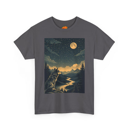 Mountain Wolf with River & Full Moon T-Shirt