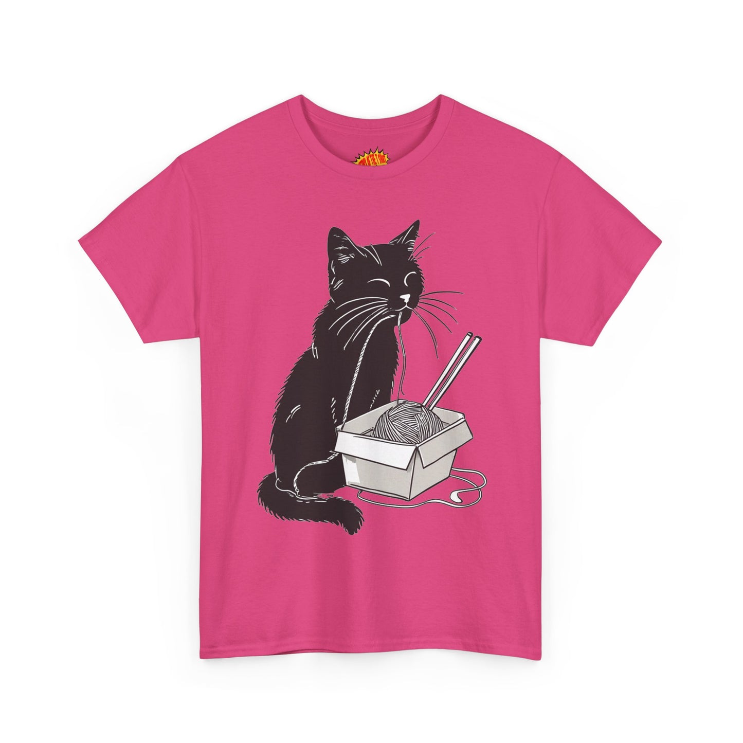 Black Cat w/Noodles Drawing Art Tee Shirt *Multiple Colors*
