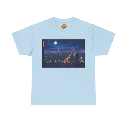 Anime Nighttime Neon Cityscape w/Cats T-Shirt