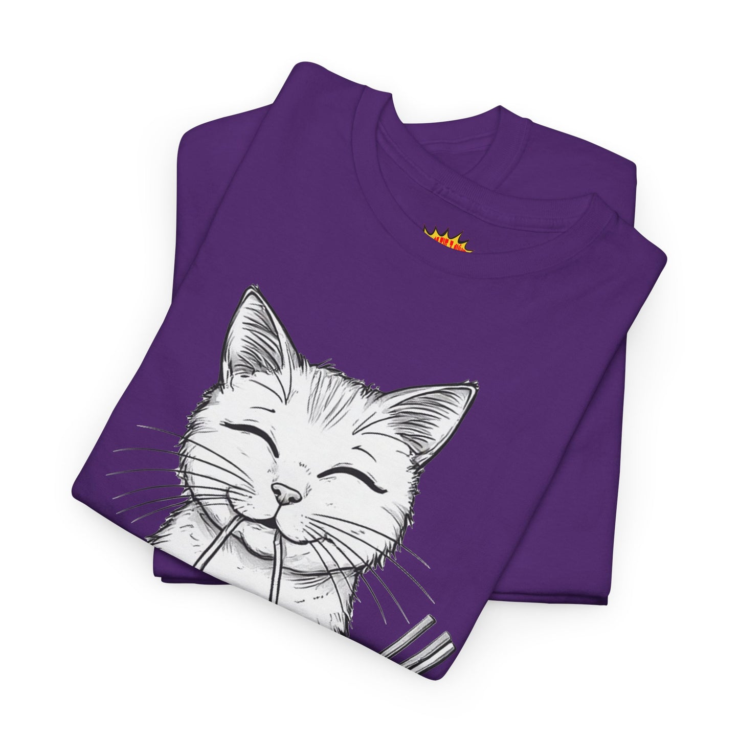 Cat w/Noodles Drawing Art Tee Shirt *Multiple Colors*