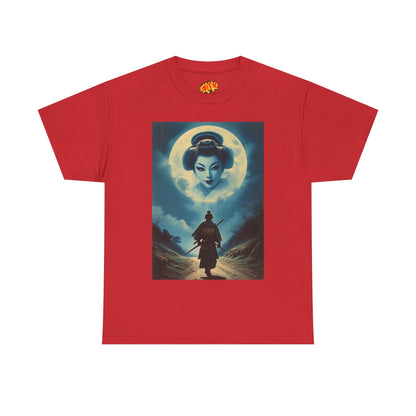 Walking Samurai w/Full Moon Geisha Woman T-Shirt