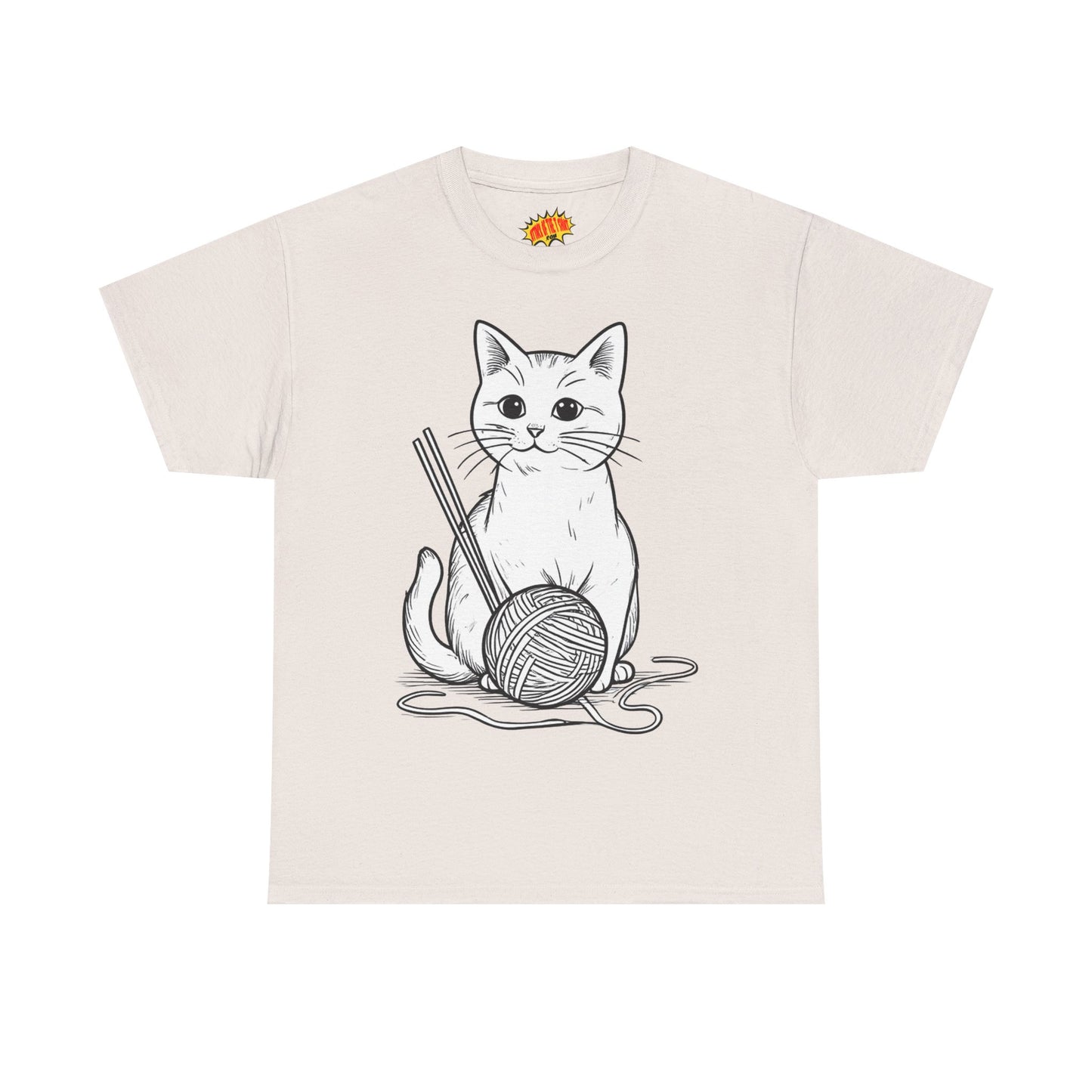 White Cat w/Yarn Ball Art Tee Shirt *Multiple Colors*