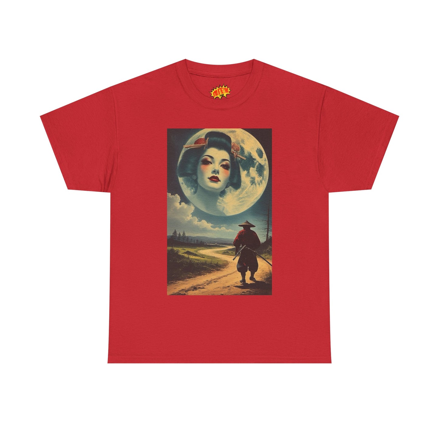 Samurai w/Geisha Full Moon T-Shirt *Multiple Colors*