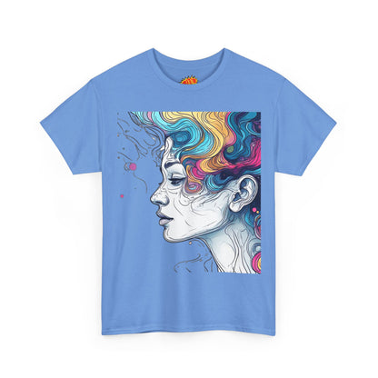 Face w/Color Hair Graphic Art Tee Shirt