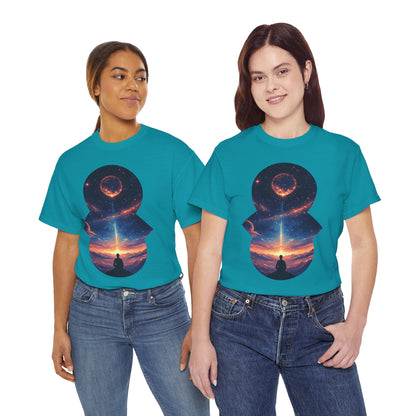 Cosmic Meditation w/Planet Space Graphic Art Tee Shirt