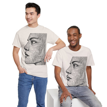 Human Face Profile Line Drawing Graphic Art Tee Shirt