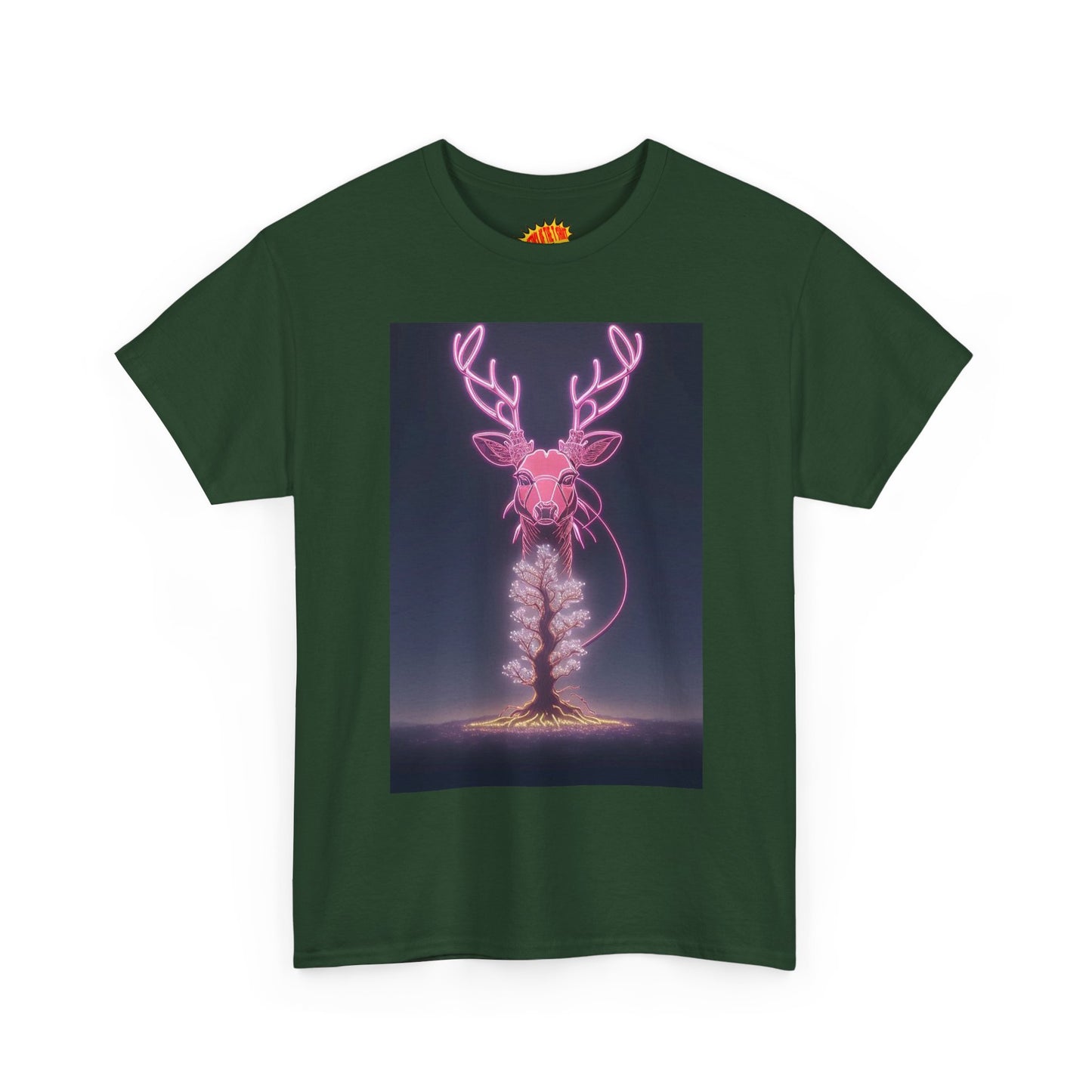 Electric Neon Deer Tree Cotton Tee Shirt *Multiple Colors*
