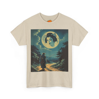 Travelling Samurai w/Full Moon Geisha Woman T-Shirt