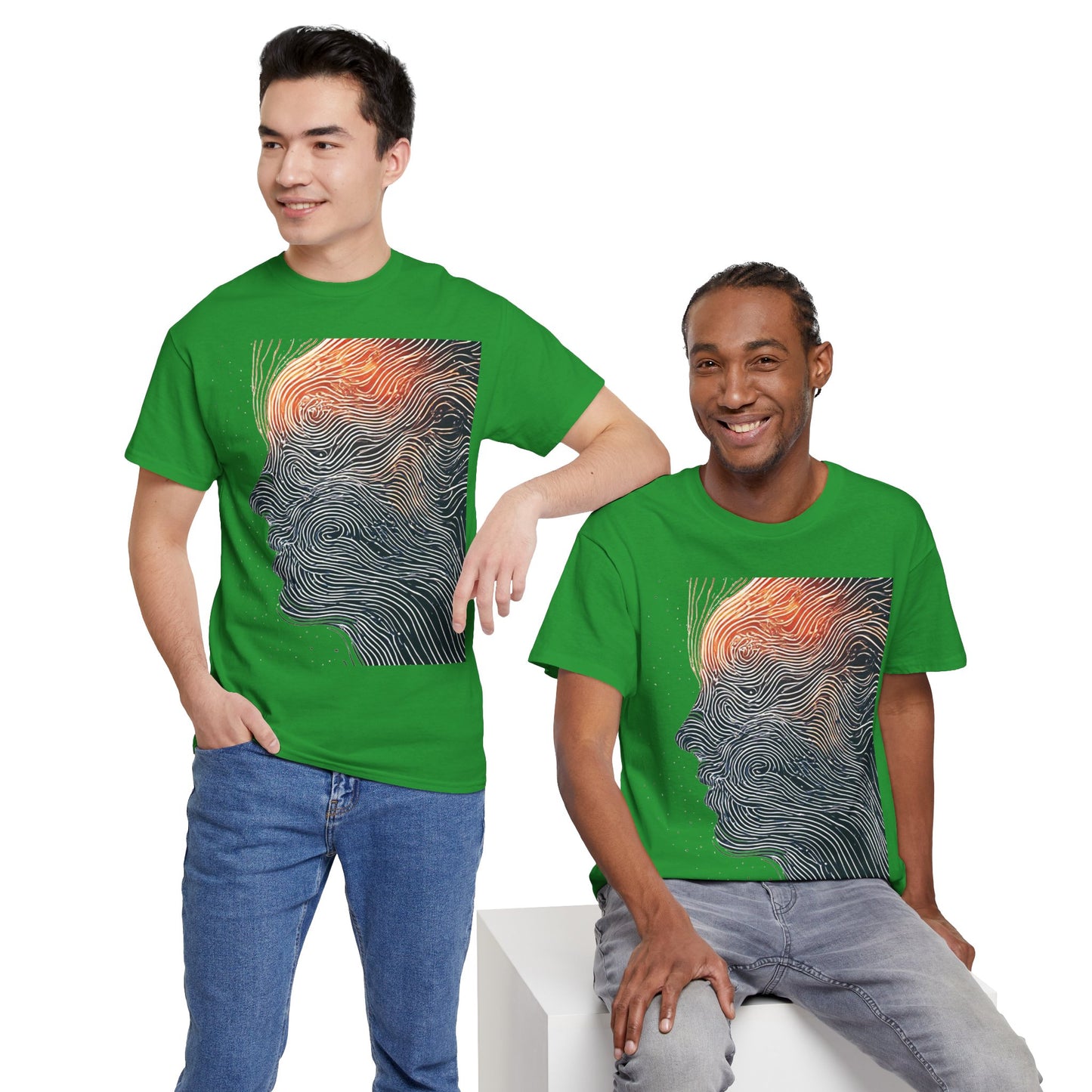 Line Drawing Face Graphic Art Tee Shirt *Multiple Colors*