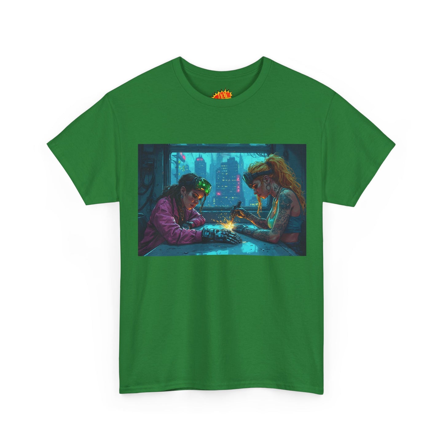 Cyberpunk Ladies Welding Scene T-Shirt *Multiple Colors*