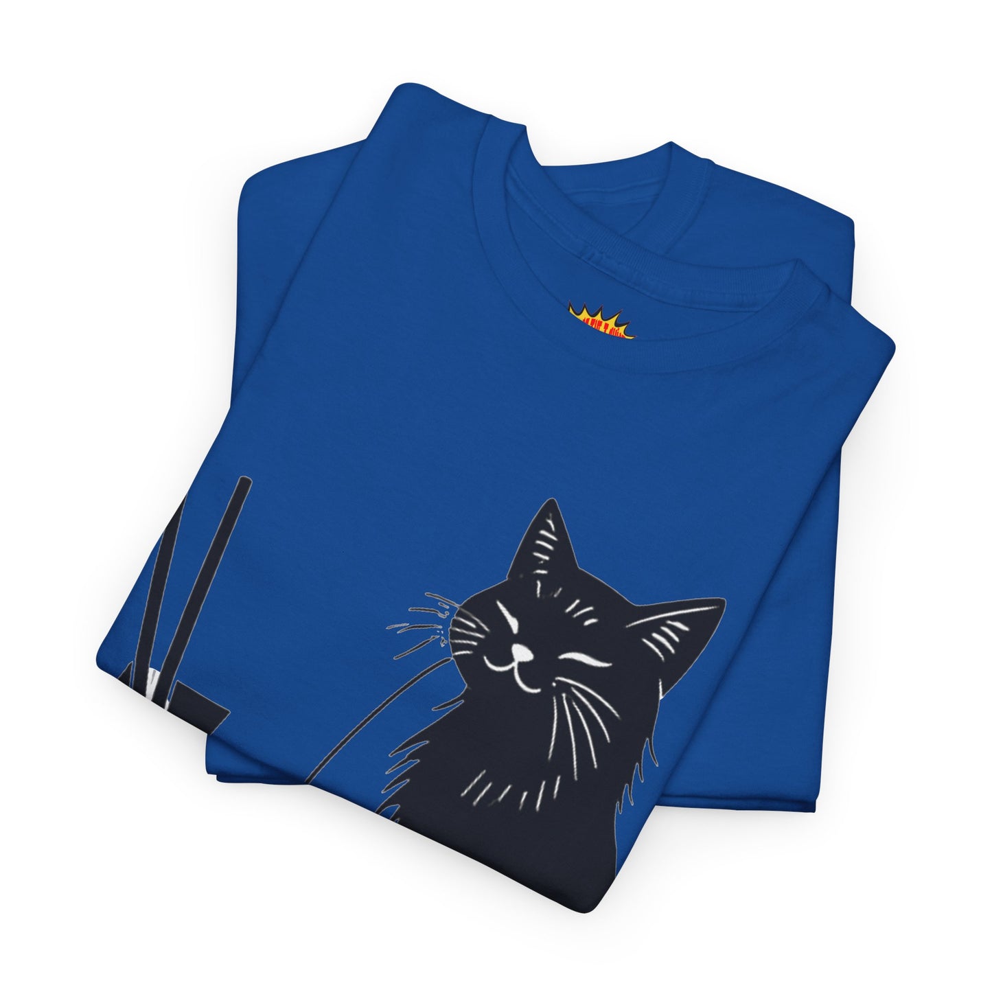 Black Cat w/Takeout Yarn Art Tee Shirt *Multiple Colors*