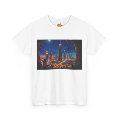 Anime Cityscape Night Scene w/Girl & Cats T-Shirt