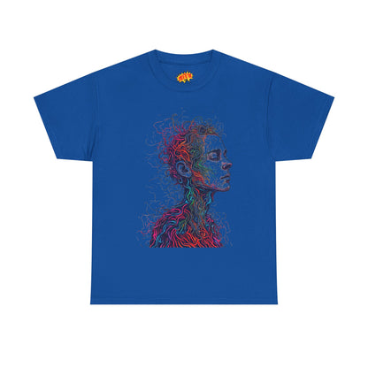 Multicolor Line Drawing Human Graphic Art Tee Shirt