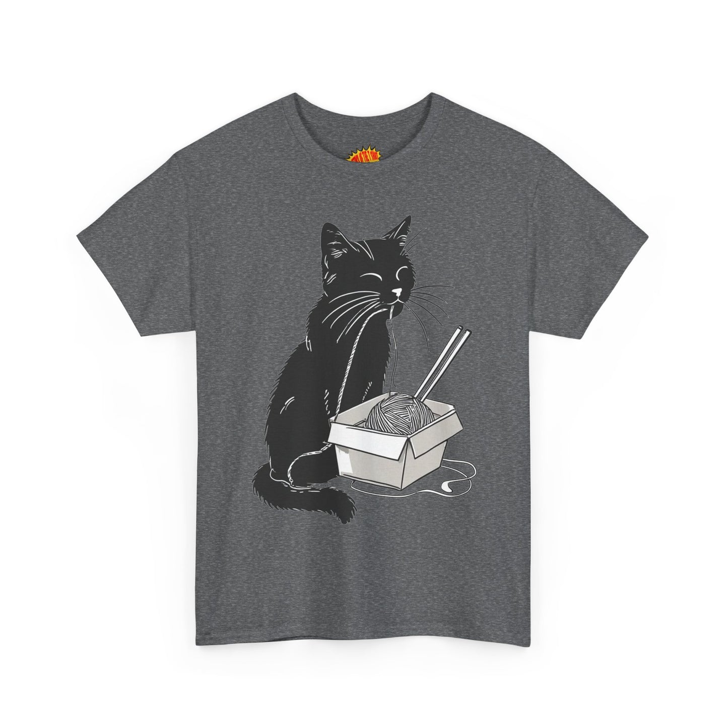 Black Cat w/Noodles Drawing Art Tee Shirt *Multiple Colors*