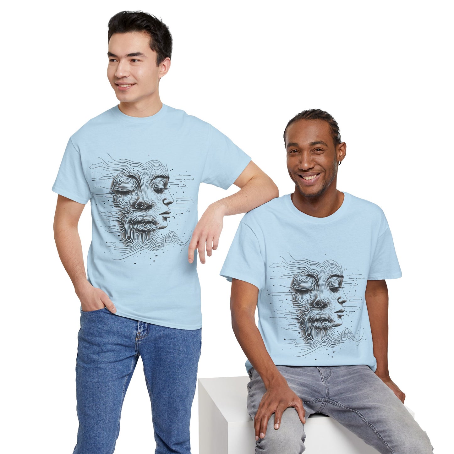 Line Drawing Graphic Art Faces Tee Shirt *Multiple Colors*