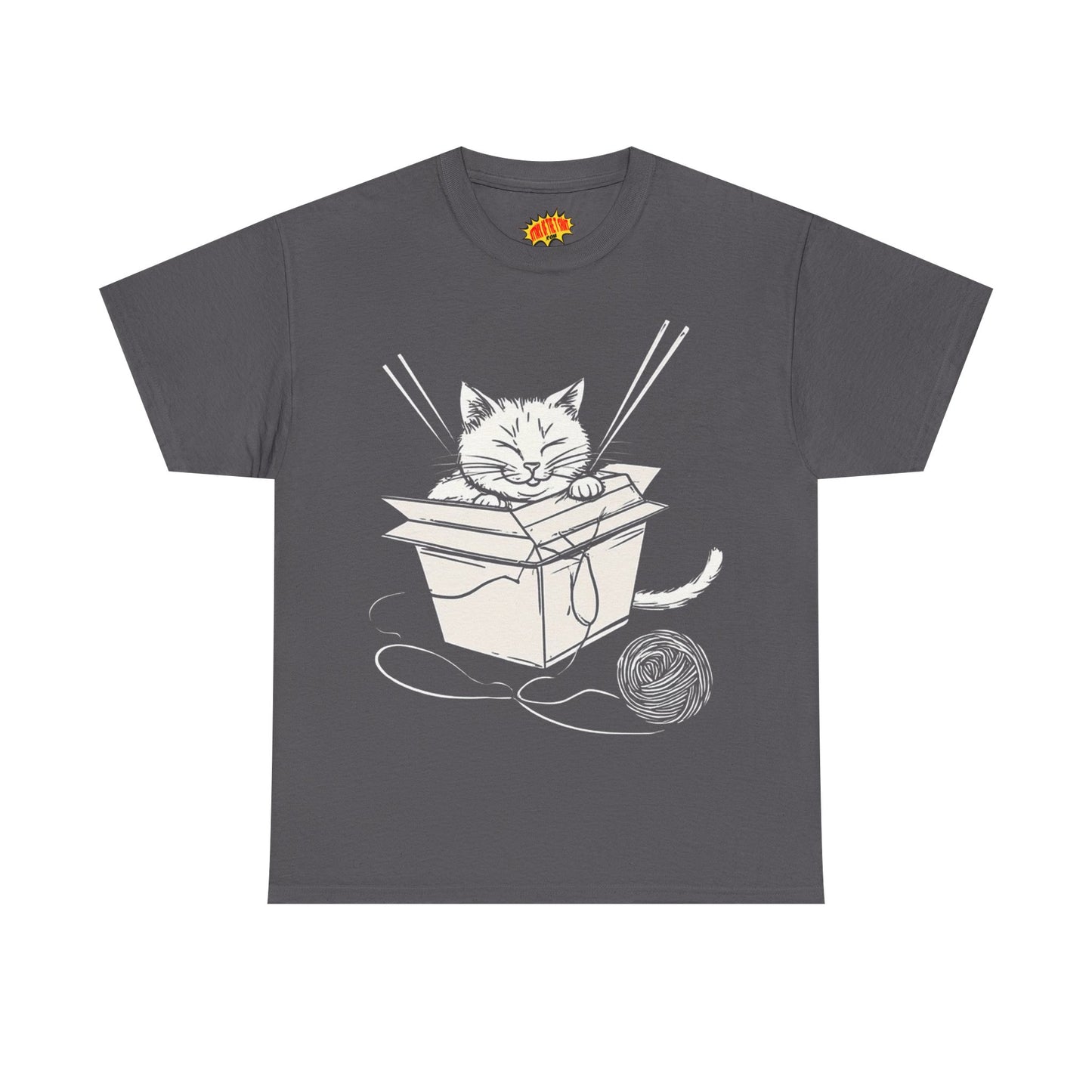 Cat w/Box + Yarn Ball Art Drawing Tee Shirt *Multiple Colors*
