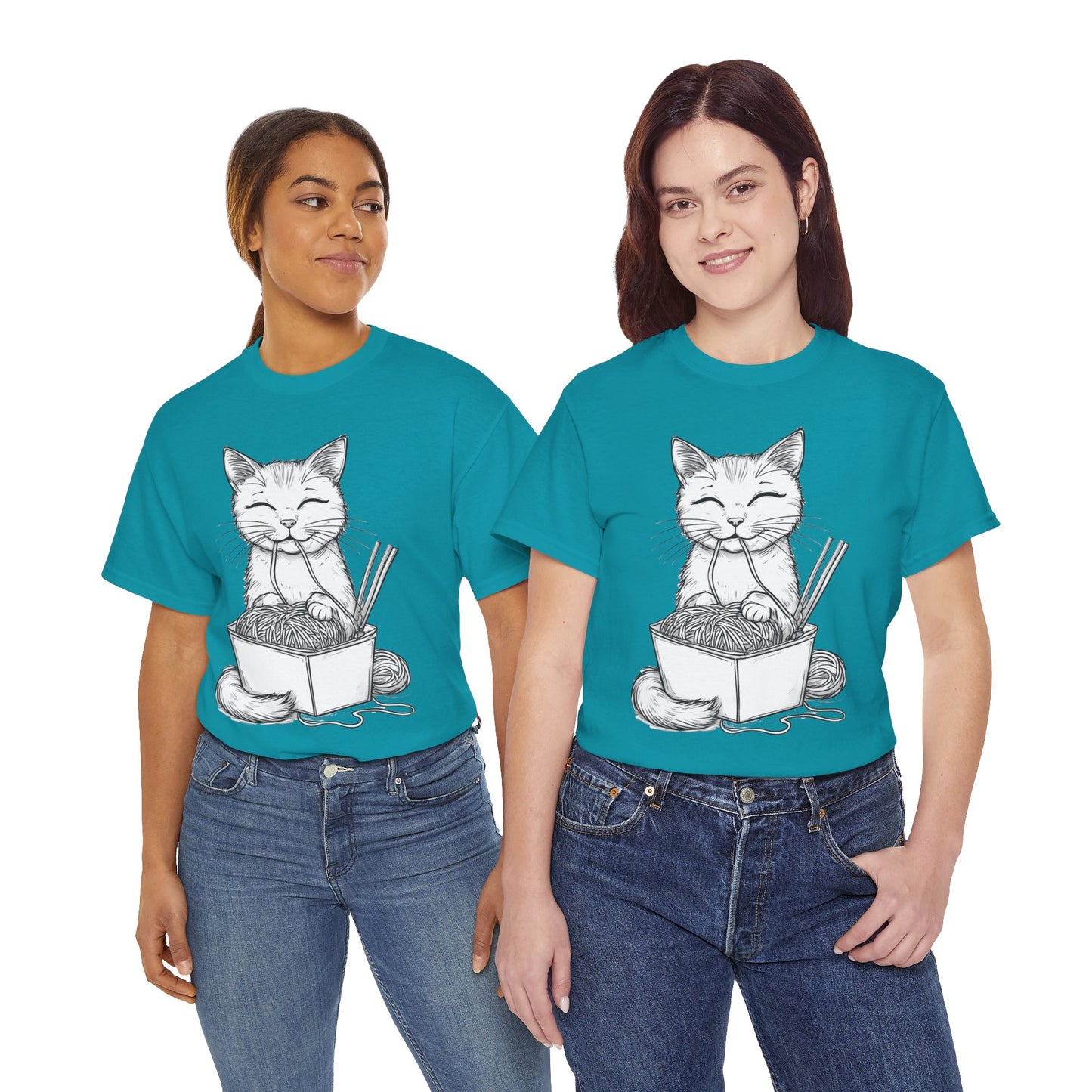 Cat w/Noodles Drawing Art Tee Shirt *Multiple Colors*