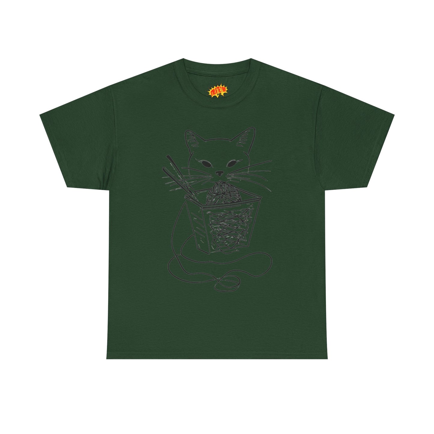 Cat w/Noodles Line Art Drawing Tee Shirt *Multiple Colors*