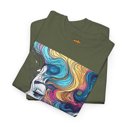 Face w/Color Hair Graphic Art Tee Shirt
