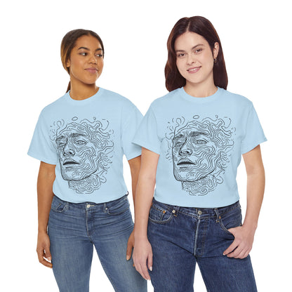 Human Face Line Drawing Portrait Graphic Art Tee Shirt