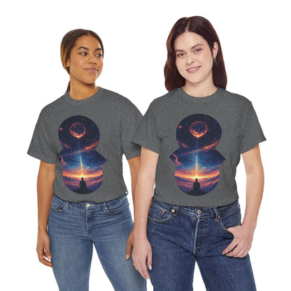 Cosmic Meditation w/Planet Space Graphic Art Tee Shirt