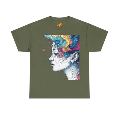Face w/Color Hair Graphic Art Tee Shirt