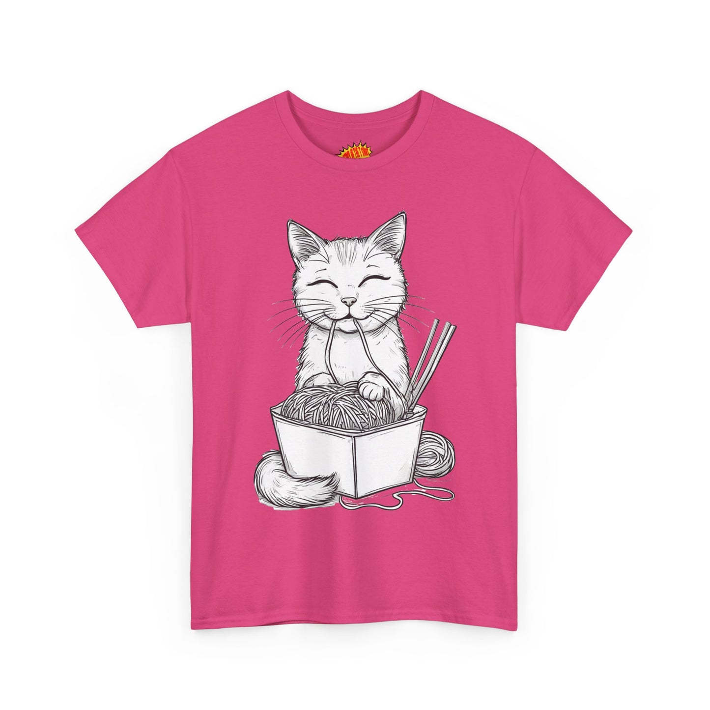 Cat w/Noodles Drawing Art Tee Shirt *Multiple Colors*