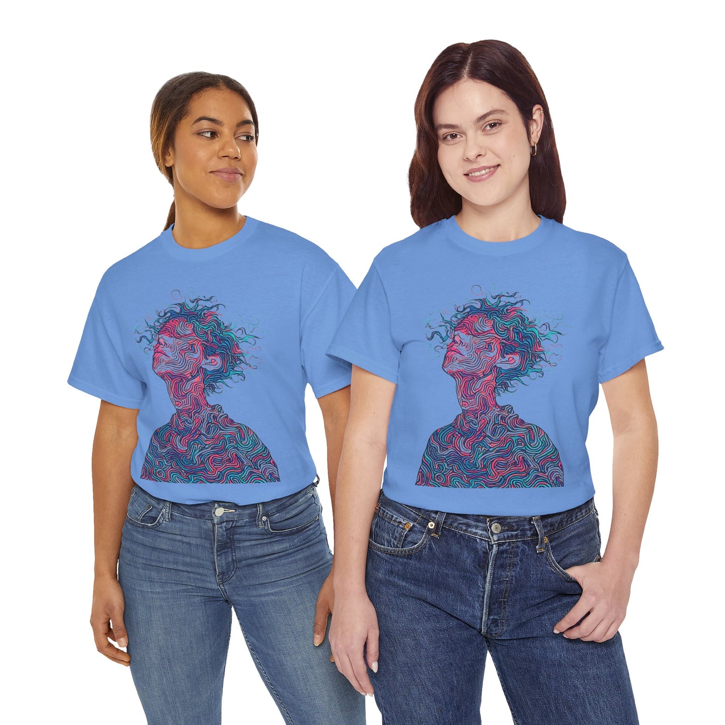 Line Drawing Multicolor Human Graphic Art Tee Shirt *Multiple Colors*