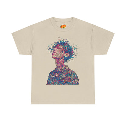 Line Drawing Multicolor Human Graphic Art Tee Shirt