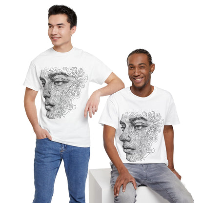 Human Face Silhouette Line Drawing Graphic Art Tee Shirt