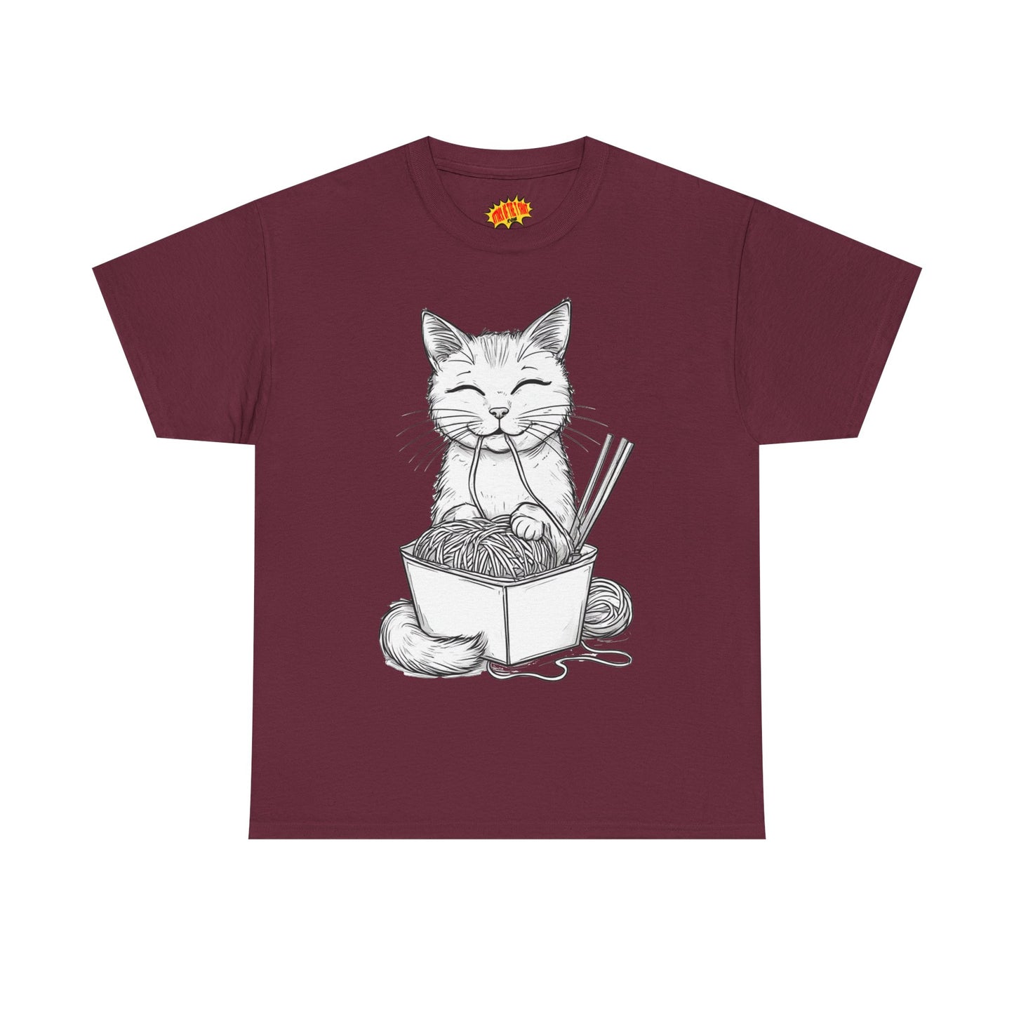 Cat w/Noodles Drawing Art Tee Shirt *Multiple Colors*