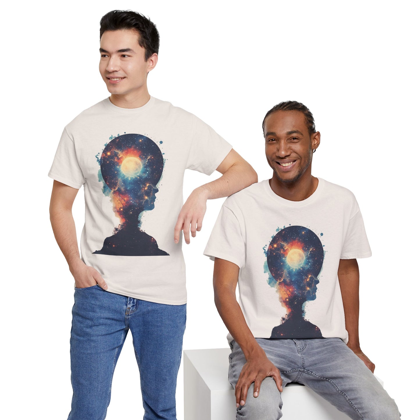 Abstract Galaxy Nebula Art w/Face Graphic Tee Shirt *Multiple Colors*