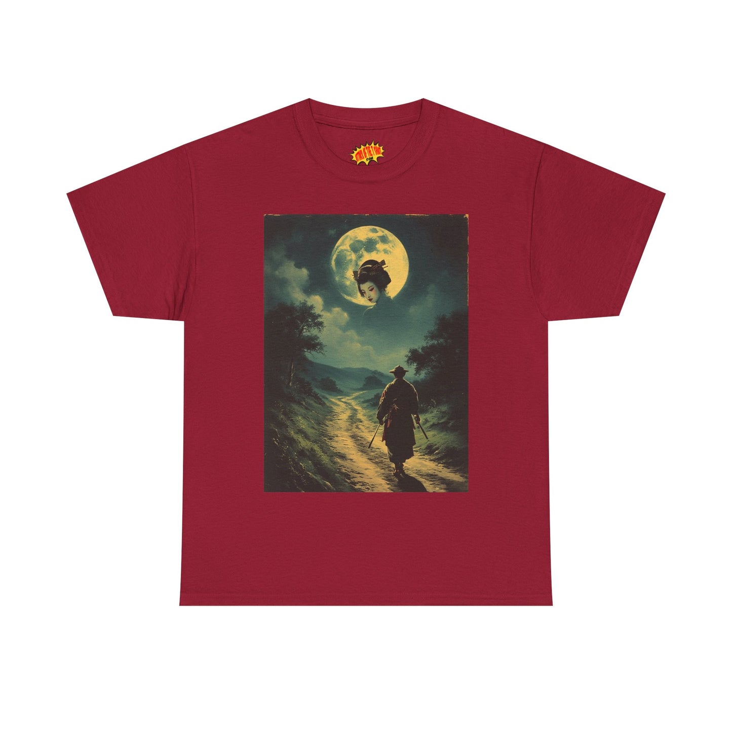 Travelling Samurai w/Moon Geisha Woman T-Shirt *Multiple Colors*