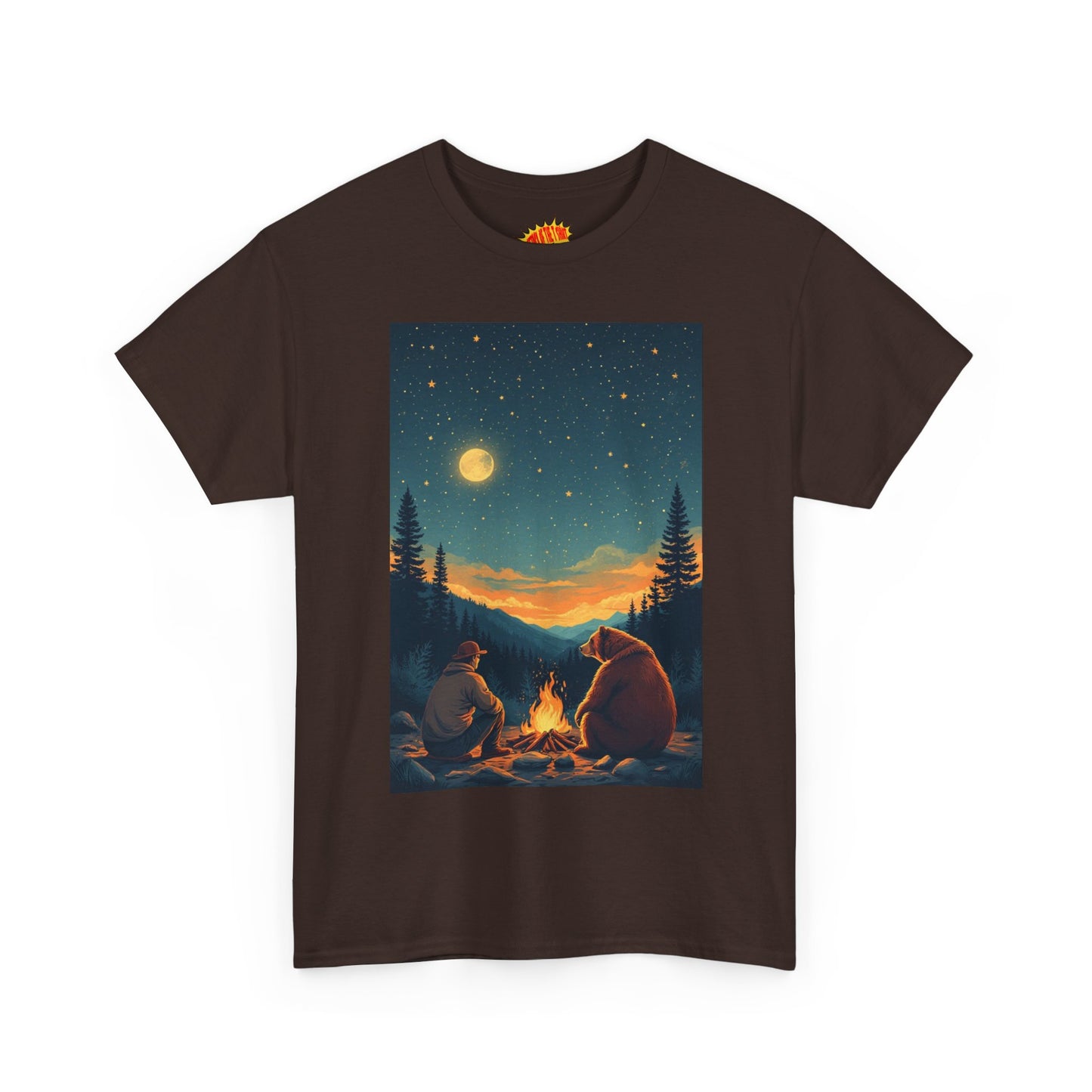 Mountain Man w/ Brown Bear Campfire Scene T-Shirt *Multiple Colors*
