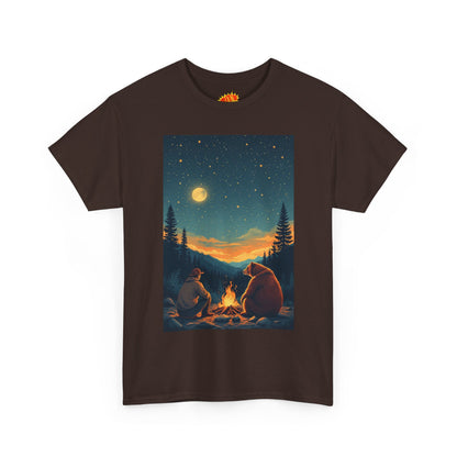 Mountain Man w/ Brown Bear Campfire Scene T-Shirt