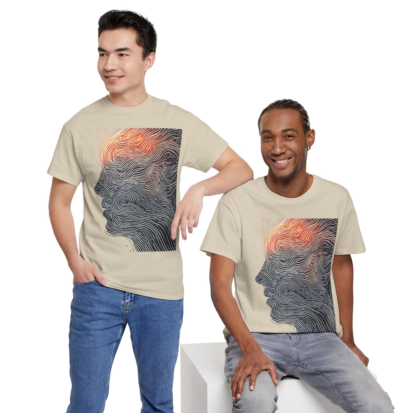 Line Drawing Face Graphic Art Tee Shirt *Multiple Colors*